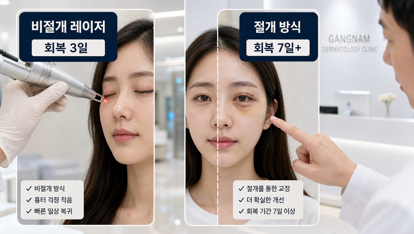 강남 눈밑 다크서클 레이저 회복 기간 종류별 비교