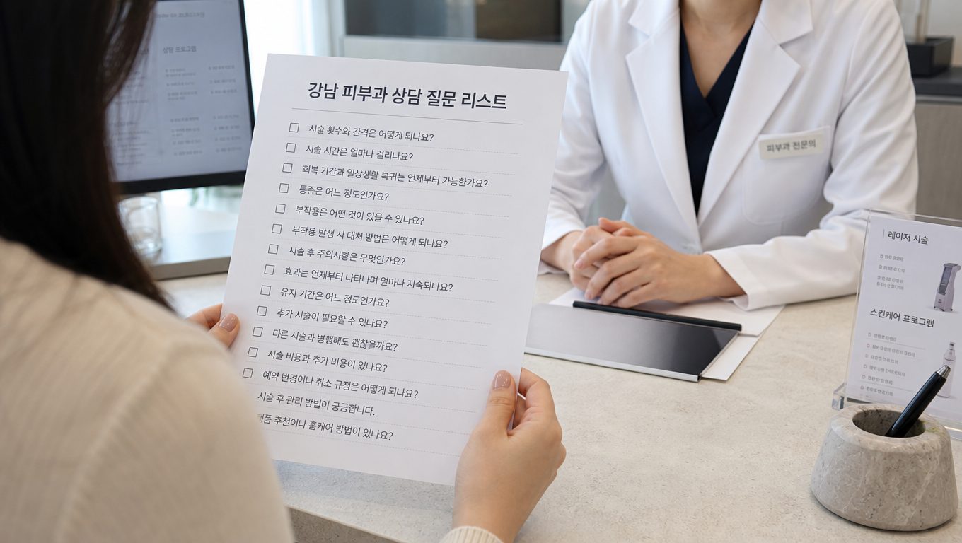 강남 피부과 상담 질문 리스트로 시술 안전 확인하기