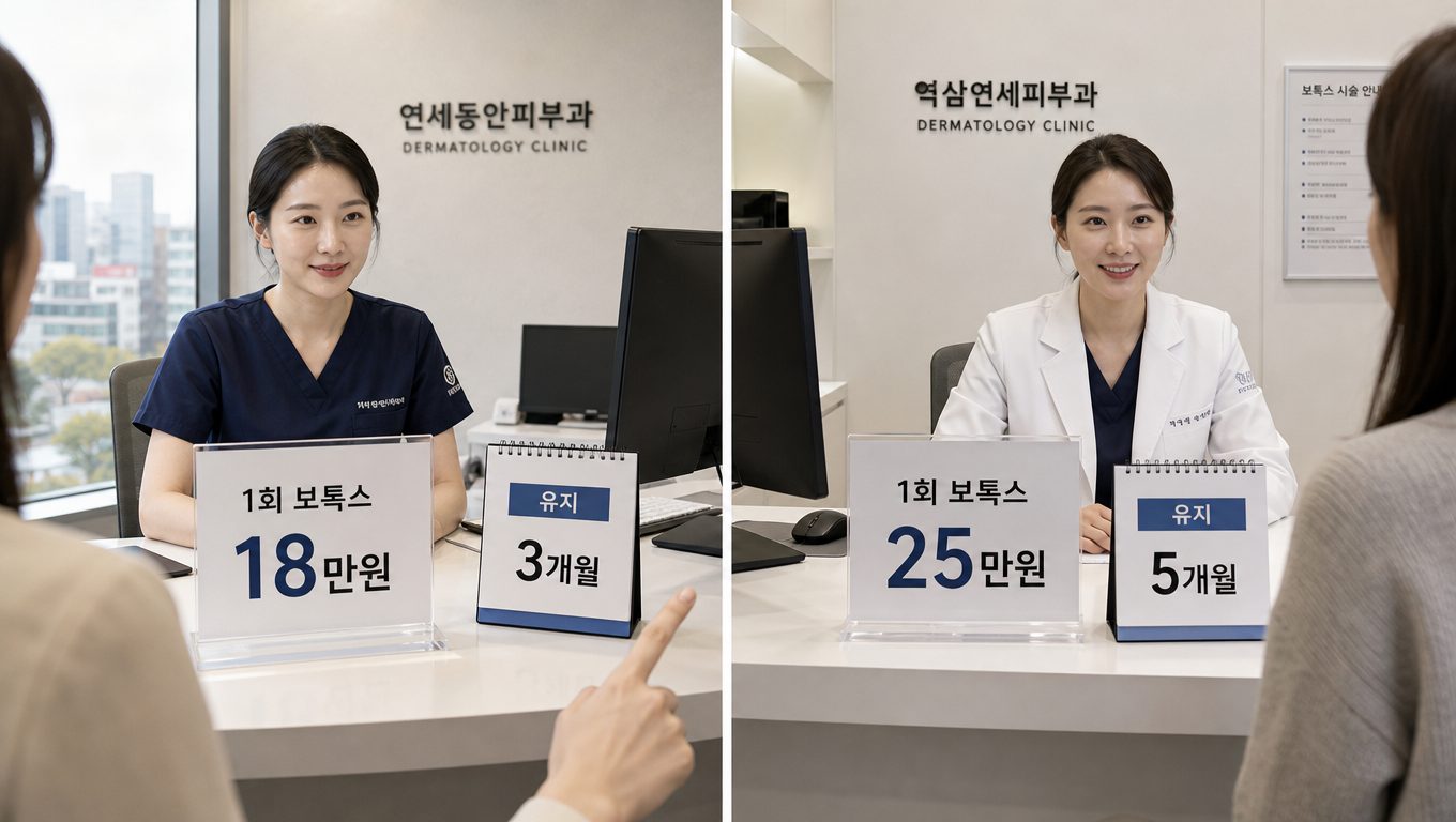 역삼역피부과 보톡스 사각턱 1회 비용과 유지 기간 비교