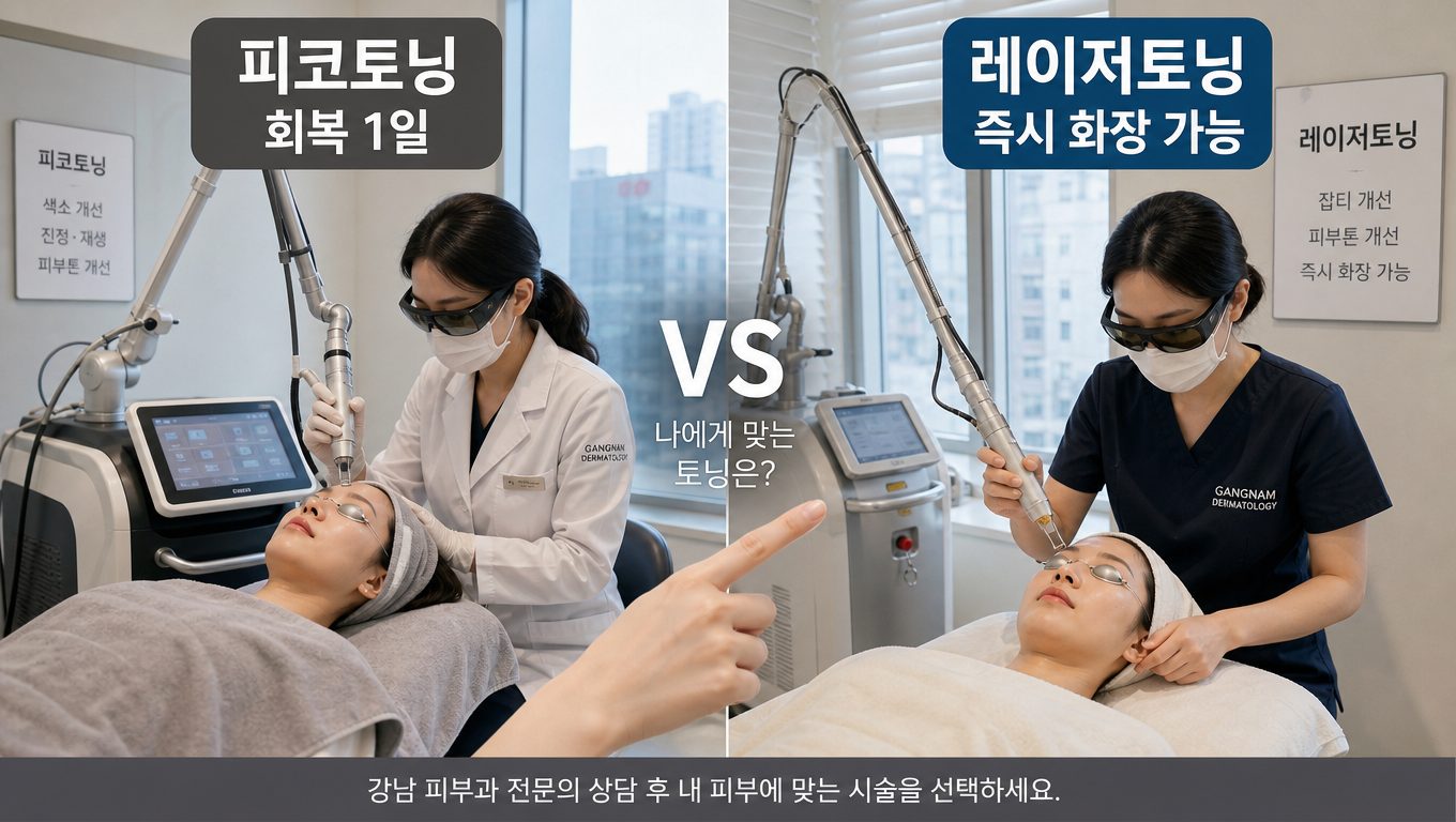 강남 기미 레이저 치료 종류별 회복 기간 비교