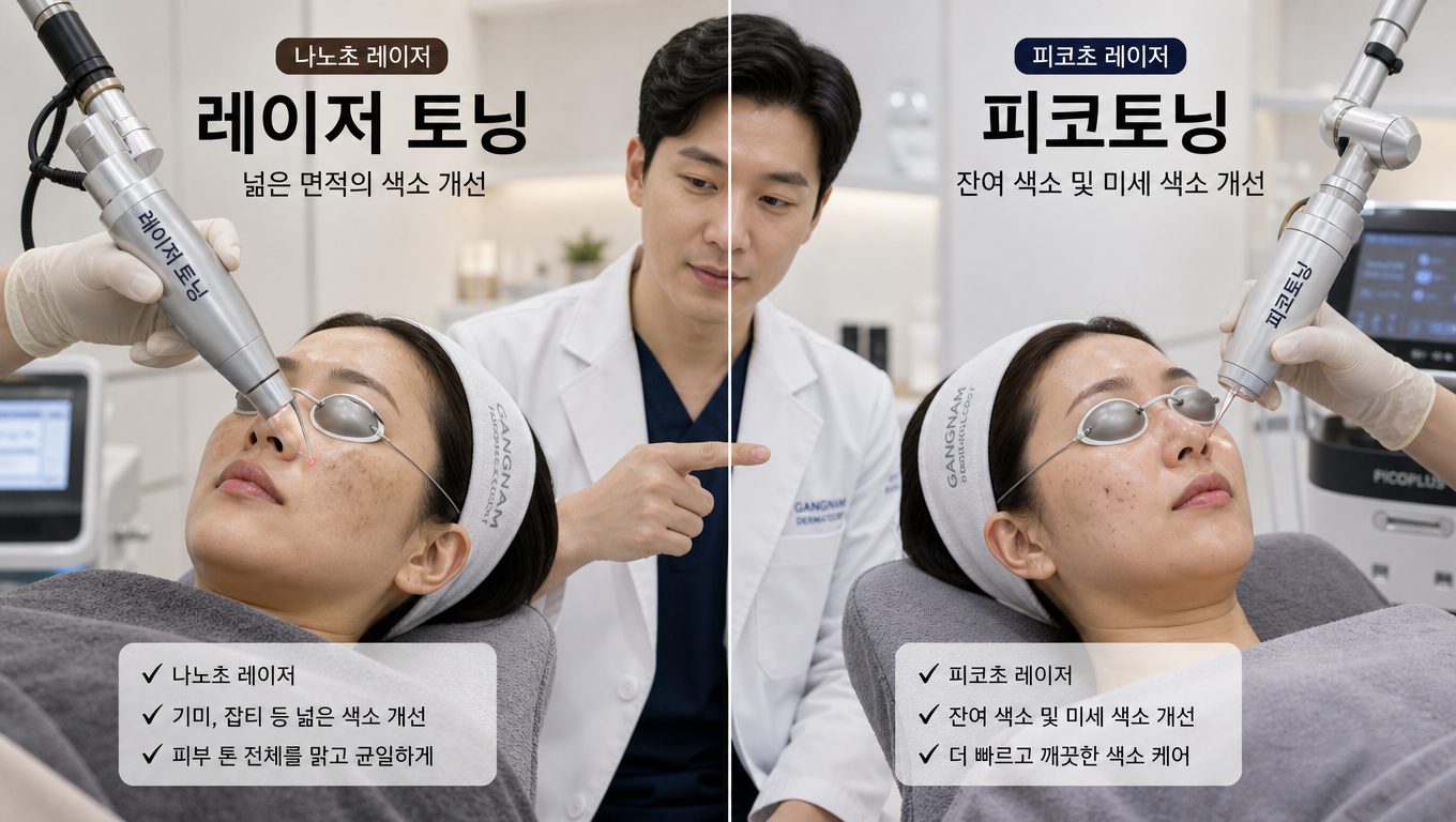 강남 레이저 토닝 피코토닝 차이 비교
